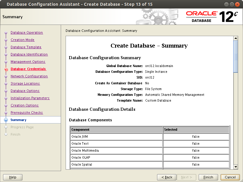 Oracle 12 relese 1 Instance Creation
